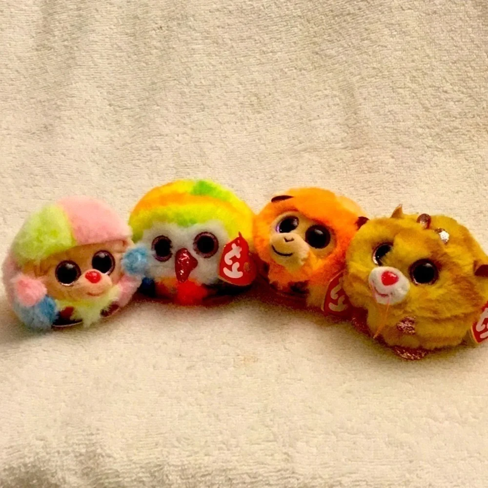 TY Puffies NEW Rainbow Owen Coconut Tabitha Set 4